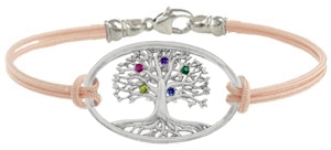 Mom's tree includes a cord bracelet.  Sterling silver bangle is optional.