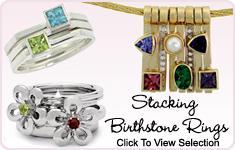Offering a variety of stacking birthstone rings.
