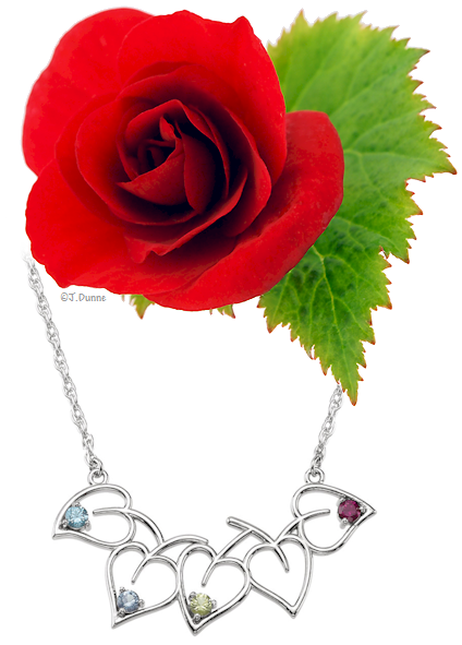 A floral picture with birthstone five heart-leaf pendant #85614.