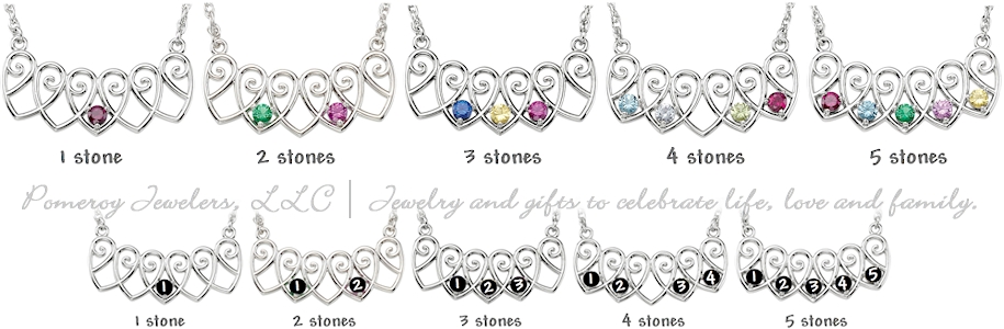Choose the birthstone placement diagram based on the total number of stones to be set. 