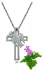 Peace dove cross- sterling silver