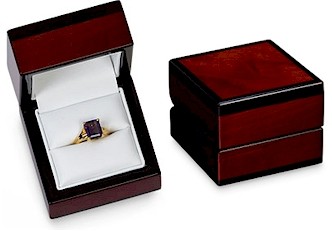 Maple wood boxes with a cherry finish.