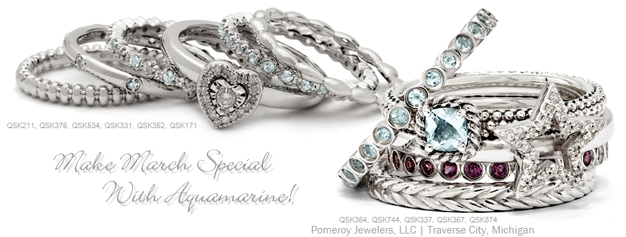 Aquamarine Stacking Birthstone Rings