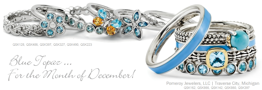 Blue Topaz Stacking Birthstone Rings