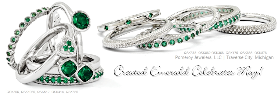 Created Emerald Stacking Birthstone Rings