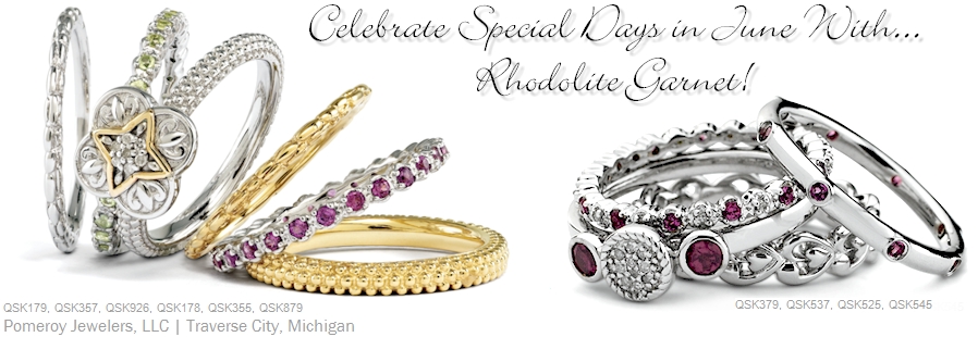 Rhodolite Garnet Stacking Birthstone Rings