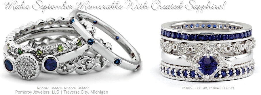 Created Blue Sapphire Stacking Birthstone Rings